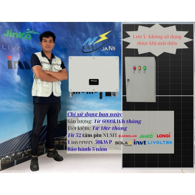 Hệ thống điện mặt trời hòa lưới bám tải từ 50kWp 3 phase trở lên (hóa đơn điện trên 20 triệu)