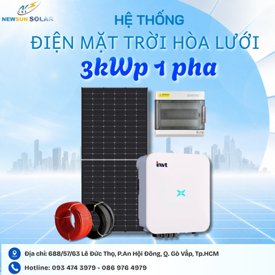 Giá lắp hệ điện mặt trời hòa lưới 3kWp 1 pha 
