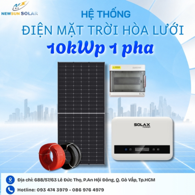 Giá lắp điện mặt trời hòa lưới 10kWp 1 pha