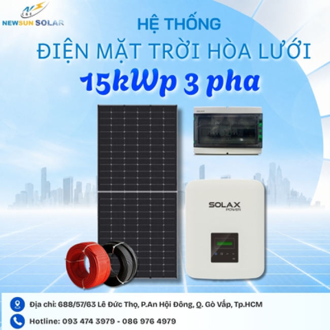 Giá lắp điện mặt trời hòa lưới 15kW 3 pha