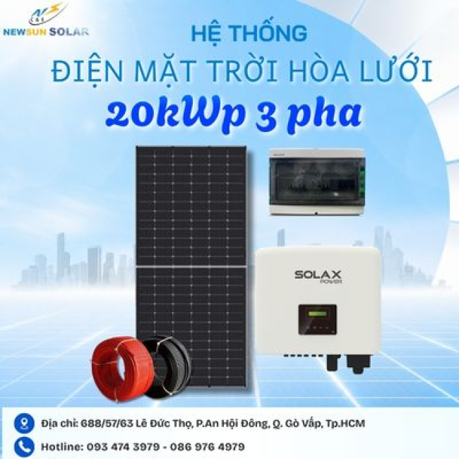Giá lắp điện mặt trời hòa lưới 20kW 3 pha