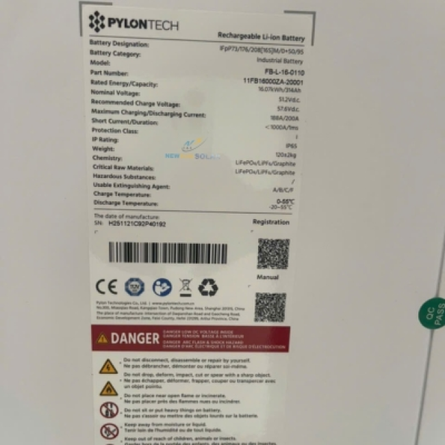 Pin Lưu Trữ Áp Thấp Pylontech 16kWh Fidus - Newsun Solar