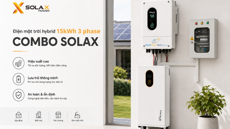 Tổng quan về hệ điện mặt trời hybrid 15kW 3 pha lưu trữ 32kWh