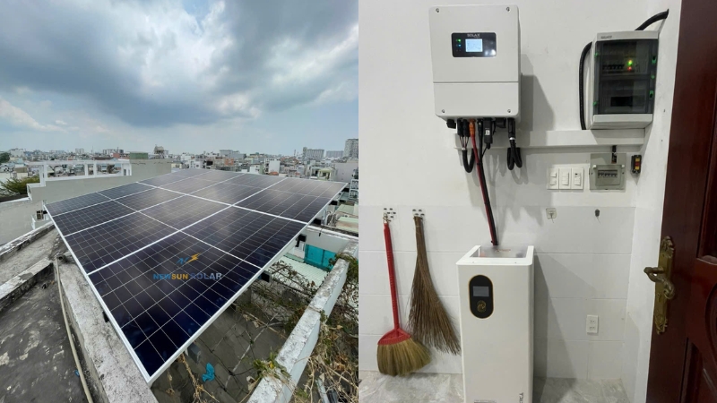Chi phí lắp điện mặt trời hybrid 5kW lưu trữ 16kWh