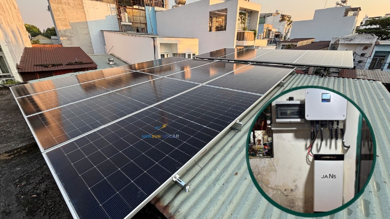 Tổng quan về hệ điện mặt trời hybrid 5kW lưu trữ 16kWh