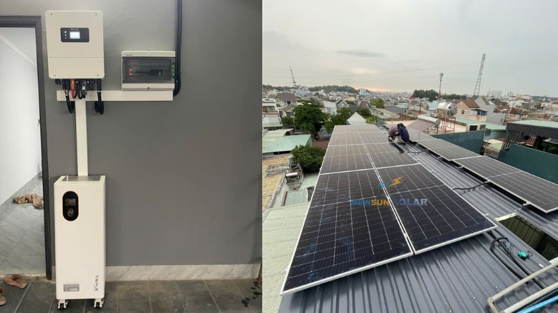Cấu hình thiết bị hệ điện mặt trời hybrid 8kW lưu trữ 16kWh