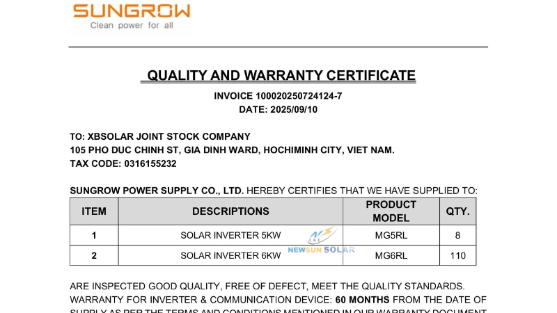 Giấy chứng nhận chất lượng - CQ