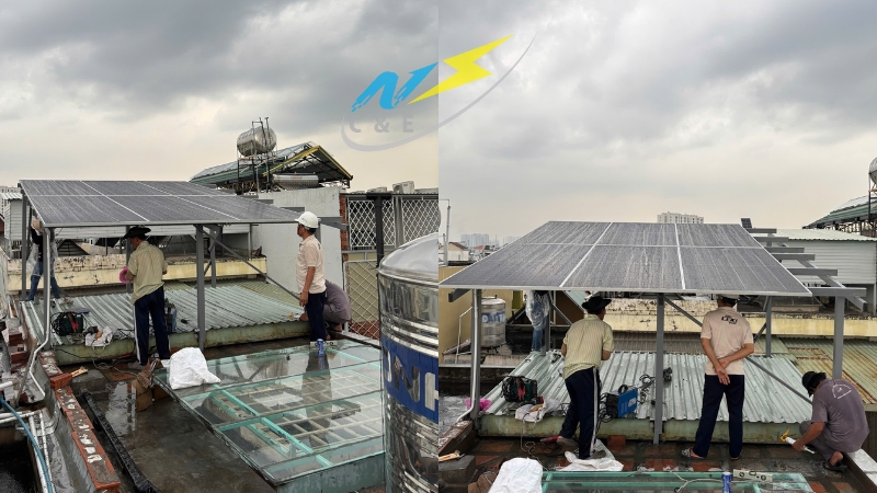 hệ thống điện mặt trời bám tải 3KW tại P.Phước Bình - HCM