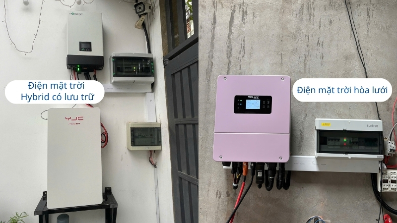 Nên lắp điện mặt trời hòa lưới hay hybrid có lưu trữ?