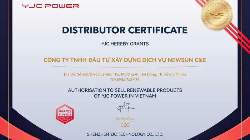 đơn vị phân phối chính thức Pin lưu trữ YJC tại Việt Nam